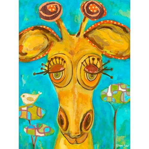Oopsy Daisy Doe-Eyed Giraffe Stretched Canvas Art by Carter Carpin 18 by 24-Inch