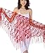 ZLTdream Belly Dance Sequin Triangle Hip Scarf Red