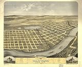 Bird's eye view of the city of Saint Cloud, Stearns County, Minnesota 1869. Drawn by A. Ruger., large historic panoramic map reprint 43x36