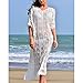 MG Collection White Lace Boho Style Long Swimsuit Coverup / V Neck Beach Dress