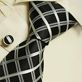 Black checkers mens ties lot birthday gift ideas mens accessories sil neck tie cufflinks set 5043