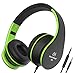 Headphones, Sound Intone Headphones with Microphone, Foldable Headset with Inline Volume Control Strong Low Bass for iPhone iPad Smartphones Laptop Mp3/4 (Black Green)