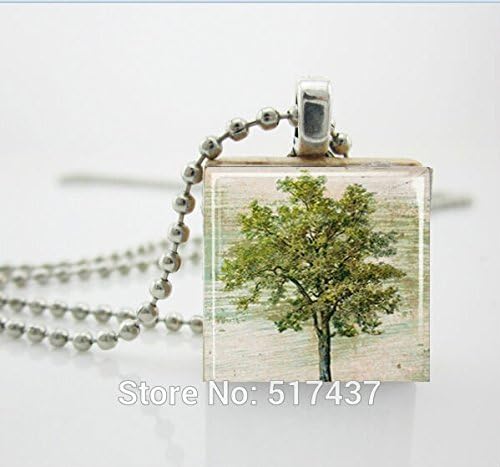 Pretty Lee Fashion Necklaces For Women 2015Tree Necklace Green Tree Scrabble Tile Pendant With Ball Chain Included Scrabble Necklace
