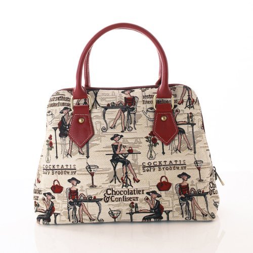 (Convertible) New Ladies Canvas Fashion Handbags Shoulder bags / ‘Lady 29 Collection’ Coffee, Tea or Me?