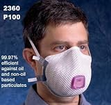 2360P100 Moldex P100 Respirator Face Mask With Vent Valve - 2360 Mask Provides 99.97% Protection