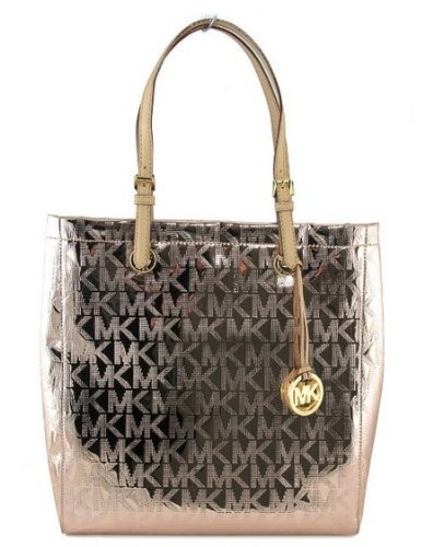 michael kors jet set tote metallic rose gold