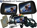 Paired 9inch Headrest (Black) with 4.3inch touch screen DVD player with Bluetooth and TV Tuner
