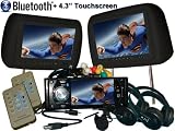 Paired 9inch Headrest (Black) with 4.3inch touch screen DVD player with Bluetooth and TV Tuner