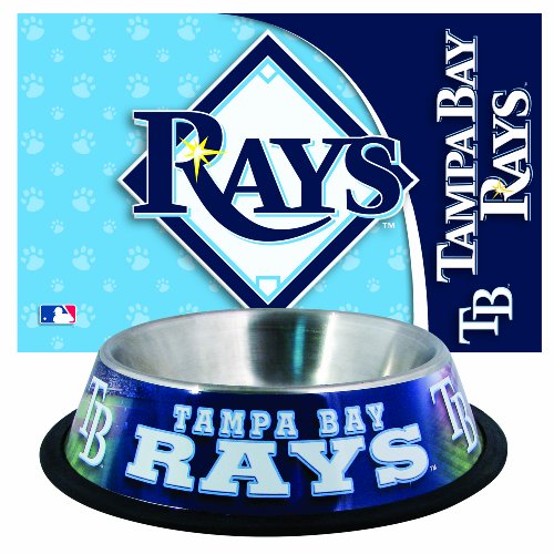 MLB Tampa Bay Devil Rays Pet Bowl and Mat Combo