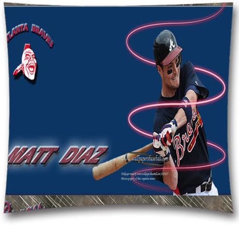 MLB Team Square Throw Pillowcases, Matt Diaz Throw Pillow Cushion Covers, Atlanta Braves Baseball Themes Pillow Covers, Cotton, Couch, Bedding, Size: 18x18 Inch (45x45 cm)