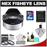 Fisheye Lens, Sony VCL-ECF1 .62x Fisheye Converter Lens with 8GB Card + 3 UV/FLD/PL Filters + Accessory Kit for Alpha NEX-3. NEX-C3, NEX-5, NEX-5N, NEX-7 & E-Mount 16mm f/2.8 Lenses
