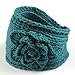 ZEQUK Lady Women Fashion Camellia Warm Soft Wool Crochet Headband Knit Wide Hair Band(Green)