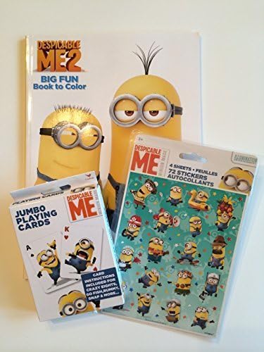 Despicable Me Minion Activity Bundle - 3 Items: 32-page Coloring &amp; Activity book; Jumbo Playing Cards; 72 Stickers (4 sheets)