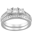 14K White Gold Diamond Wedding Set - 1.07 Ct.