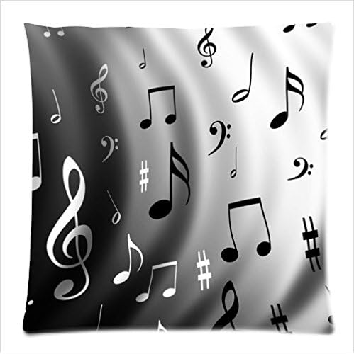 Personalized funny music notes pattern soft Satin bolster case pillowcase,Zipper pillow cases 18"(W)x18"(L)twin sides