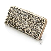 Womens Animal Print Sequin Design Clutch Zip Wallet Purse Womens Animal Print Sequin Design Clutch Zip Wallet Purse