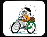 Mouse Pad with cow, bicyclist, bicycle, rain