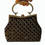 A Formal Vintage Style Glimmer Black Evening Handbag, Black Artificial Diamonds and Sequins Decorated W/shoulder Chain