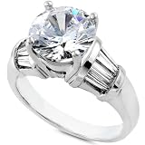 One of a Kind 3.00ctw EGL Certified Round & Baguette Diamond Ring in 14kt White Gold