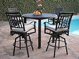 CBM Heaven Collection Outdoor Cast Aluminum Patio Furniture 5 Piece Bar Stool Table Set with All Swivel Chairs CBM1290