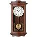 Seth Thomas Kipler Stained Brown Honey-Finish Oak and Glass Case with White Dial Rectangular Pendulum Wall Clock