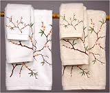 Fine Quality Gift Idea - 7pc. Cherry Blossom Trousseau Luxury Cotton Bath Towel Set - WHT or IVR