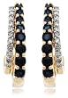 14k Yellow Gold Diamond and Sapphire J Hoop Earrings