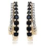 14k Yellow Gold Diamond and Sapphire J Hoop Earrings