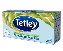 Tetley Naturally Decaffeinated Classic Blend, 72-Count Tea Bags (Pack of 6)
