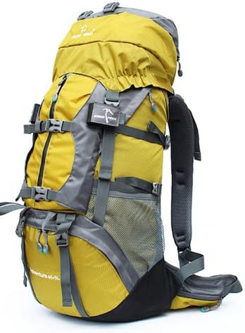 Unisex Horizonal Double Shoulder Travel Backpack Hiking Bag50L 60L JX051(Yellow)