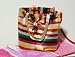 Strandtasche Strand-Shopper Badetasche, bunt-gestreift, Kunststoff, mit schwarzer Kordel