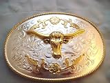 Best Price Western Giant Longhorn Gold Belt Buckle