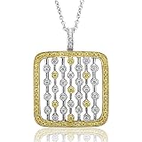 18k Two Tone Gold White and Yellow Diamond Square Pendant Necklace (G-GH, VS, 1.20 carat)
