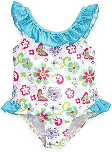 Pink Platinum Little Girls One-Piece White Floral and Butterflies Swimsuit - 2T