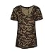 ASMAX HaoDuoYi Womens Camo Camouflage Jersey Longer V Neck Top Tee T Shirt(Medium,Camo)