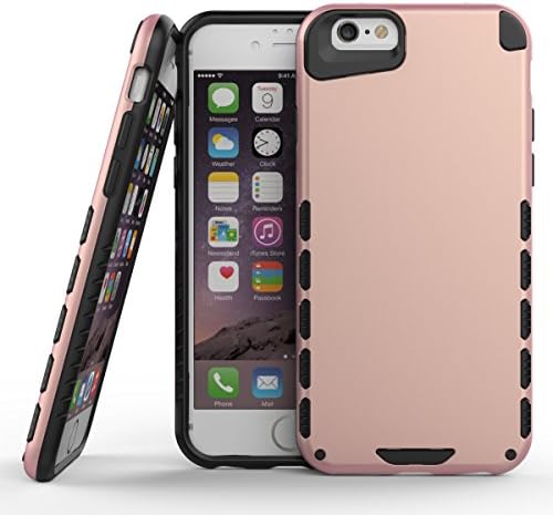 iPhone 6 6s Armor Case,X-Master® [Shock Absorption] [Minimalism Series] 2in1 Hard PC Cover with Soft TPU Case Hybrid Defender Shockproof Protective for iPhone 6/6s 4.7 inch (Rose gold)
