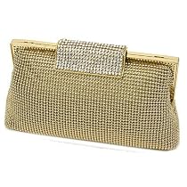 Whiting&Davis -- *Bubble Mesh Crystals 5727Clutch Gold 1 -- Handbags