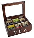 Mark Feldstein TBX6T 6-Compartment Wooden Tea Chest with 8 Bigelow Tea Blends