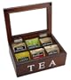 Mark Feldstein TBX6T 6-Compartment Wooden Tea Chest with 8 Bigelow Tea Blends