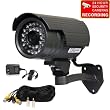 VideoSecu Infrared Color Day Night CCD CCTV Outdoor Indoor Weatherproof Video Security Camera with Power Supply and Cable 1OS