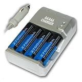 Pro Series Fast & Smart AAA / AA Nimh AC / DC Battery Charger w/ LED Display w/ 4 Premium 2700 Ni-MH Batteries