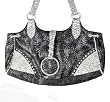 Blue Elegance Crystal Studded Faux Python Handbag Rocker Handbag