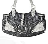Blue Elegance Crystal Studded Faux Python Handbag Rocker Handbag