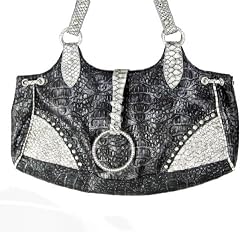 Blue Elegance Crystal Studded Faux Python Handbag Rocker Handbag