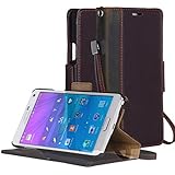 Galaxy Note 4 Case, AceAbove Samsung Galaxy Note 4 Wallet Case - Premium Genuine Leather Wallet Book Cover with Stand Flip Cover and Hand Strap