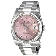 Rolex Datejust Pink Dial Stainless Steel Oyster Bracelet 18kt White Gold Bezel Mens Watch 116234PSO from watchmaker Rolex