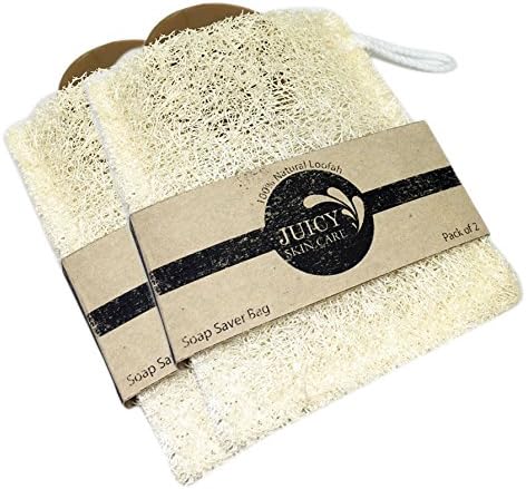 100% Natural Loofah Soap Saver Bag, Duo Set By Juicy Skin Care - No Soap in the Loofah bag.