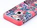 iPhone 5C Case, ULAK Hybrid High Impact Soft and Hard Combo Case for Apple iPhone 5C Floral Patchwork Pattern With Screen Protector and Stylus (SEEING SOUND/Coral Pink Silicone