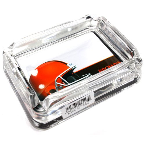 See Cleveland Browns Glass Ashtray - Dimensions 3 Inch x 4 Inch - Simulated Black Velvet Botton