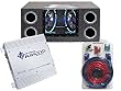 Pyramid Deluxe Amplifier/Speaker package for the Car/Truck/SUV --- PB717X 1000w 2 Channel Bridgeable MOSFET Amplifier + BNPS102 Dual 10-inch 1000w Bandpass Speaker System with Neon Accent Lighting + 1000w 20 ft. Amplifier Installation Wiring Kit